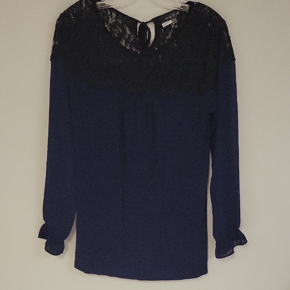 August Silk Black Lace Detail Blouse